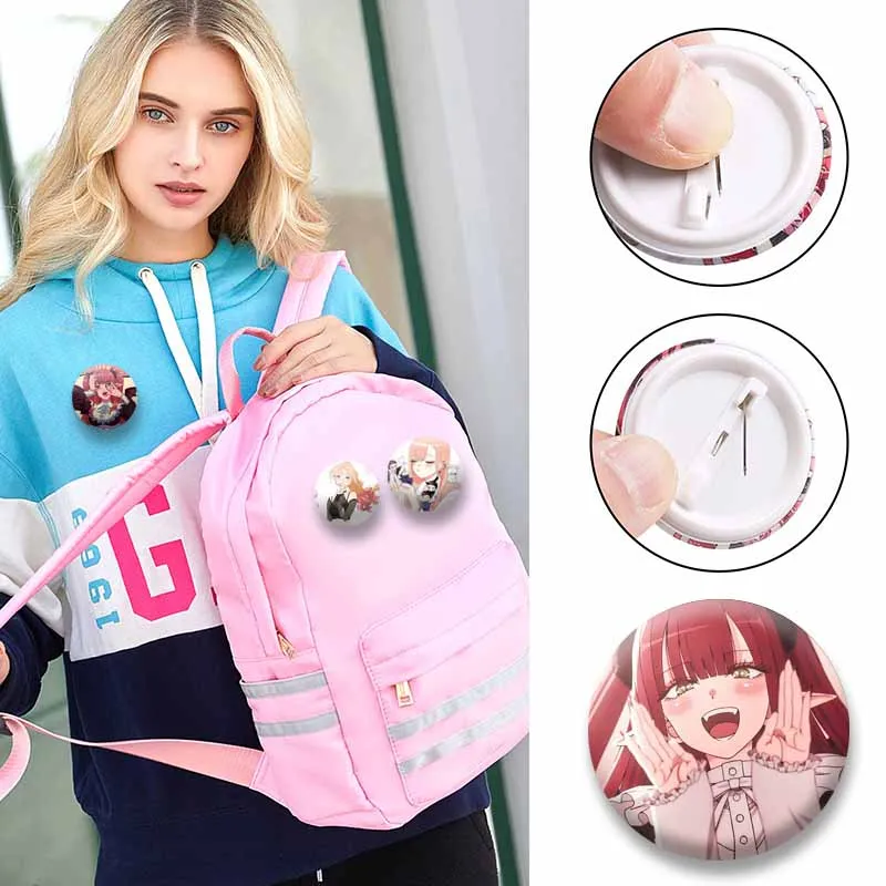 Cute Cartoon Character Sajuna Kitagawa Marin Wakana Brooch Anime Enamel Pins Snap-in Badges on Backpack Clothing Decor Ornaments