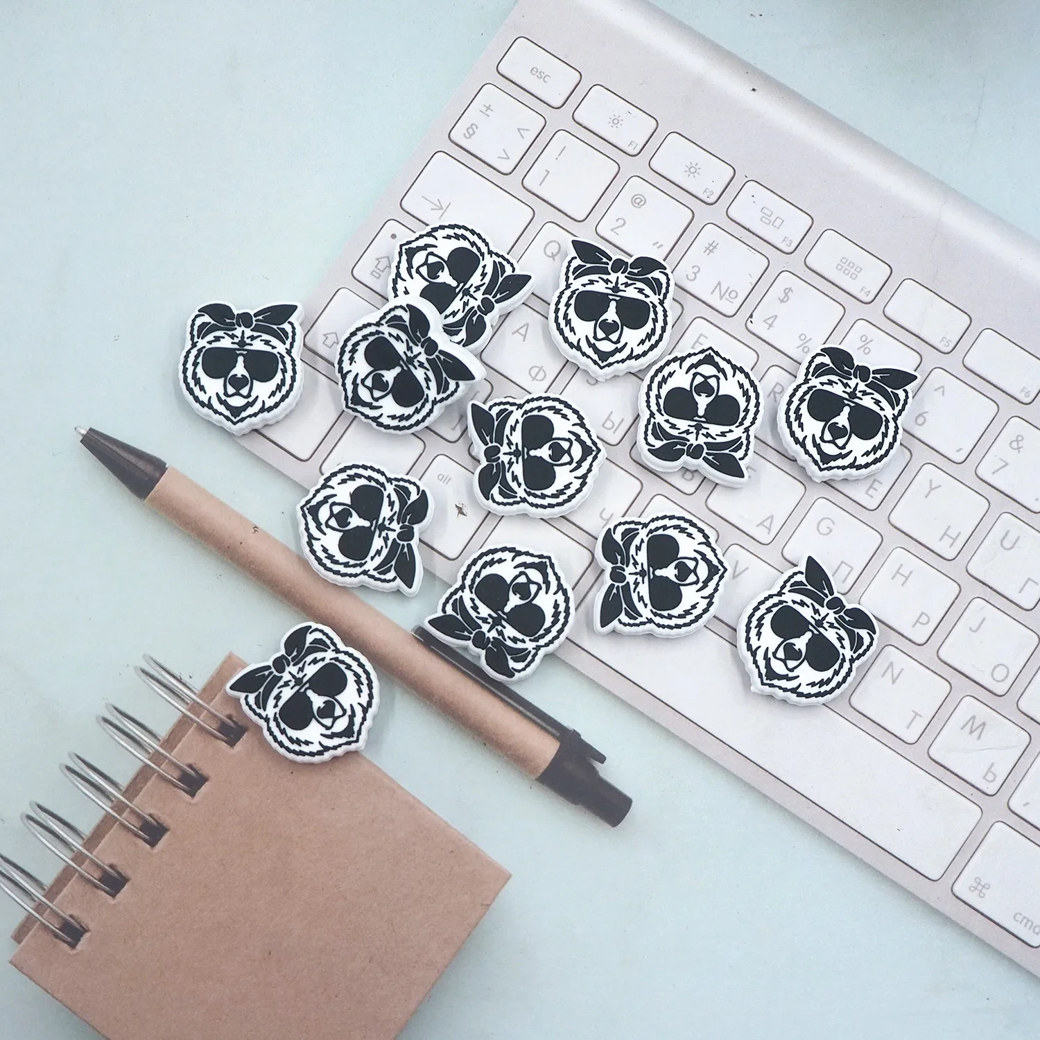 

Chenkai 50PCS Mama Bear Focal Beads Silicone Charms For Pen Making Character Beads For Beadable Pen Baby Pacifier Dummy Chains