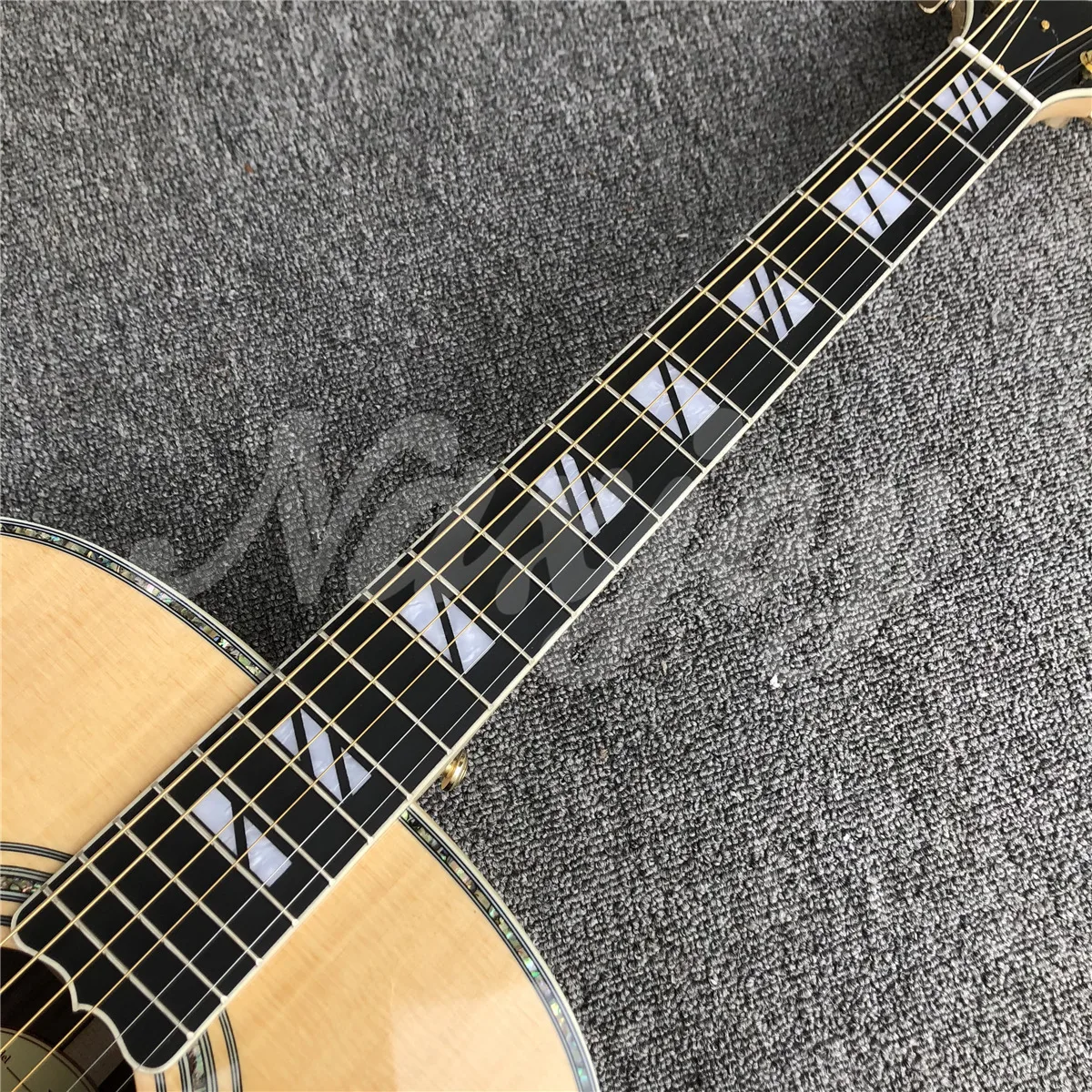 Custom 43 Inches Rosewood Body Acoustic Guitar Real Abalone Flowers Inlays Ebony Fingerboard Guitarra