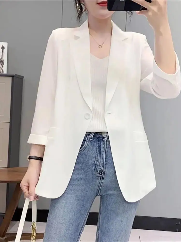 Frühling Herbst Dünner Seven-Viertel Sve Anzug Jaet Damen Premium Faion Slim Fit Große Größe Oberbekleidung Leicht