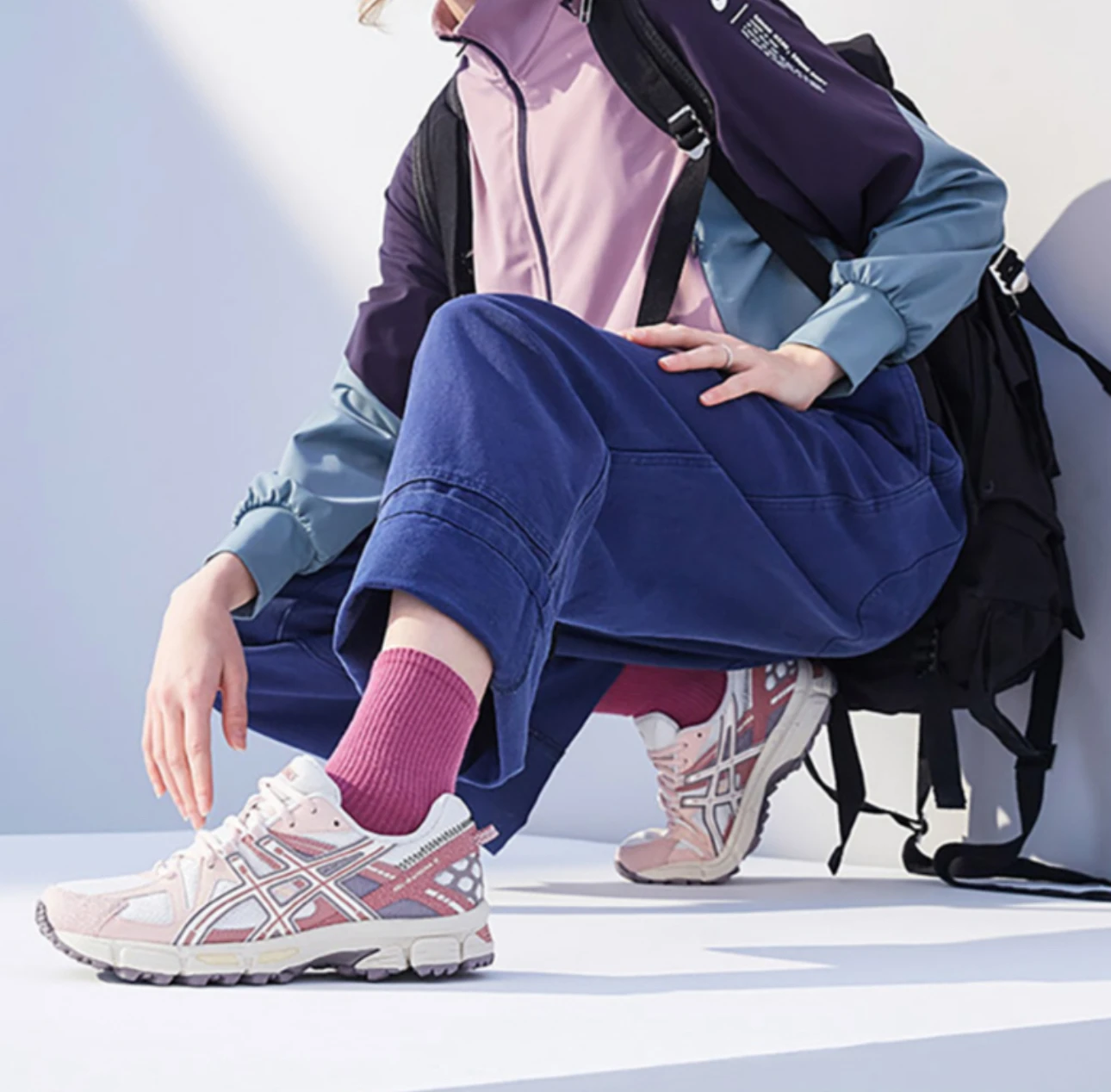 

ASICS удобные стильные амортизирующие износостойкие женские кроссовки для бездорожья с низким вырезом розового цвета 1012A978-103