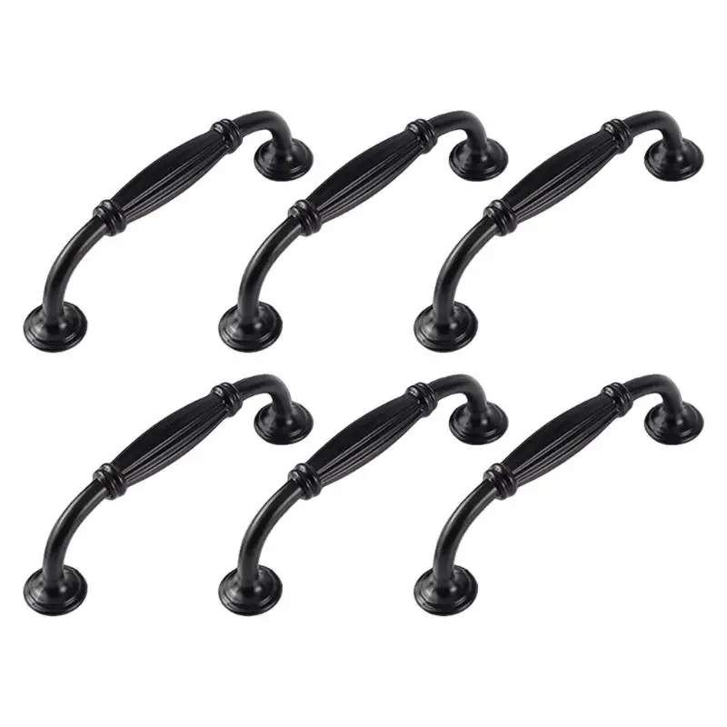 652F European Styles Black Drawer Pulls Smooth Grip Aluminum Cabinet Handle For Furniture Door Drawers Simple Mounting