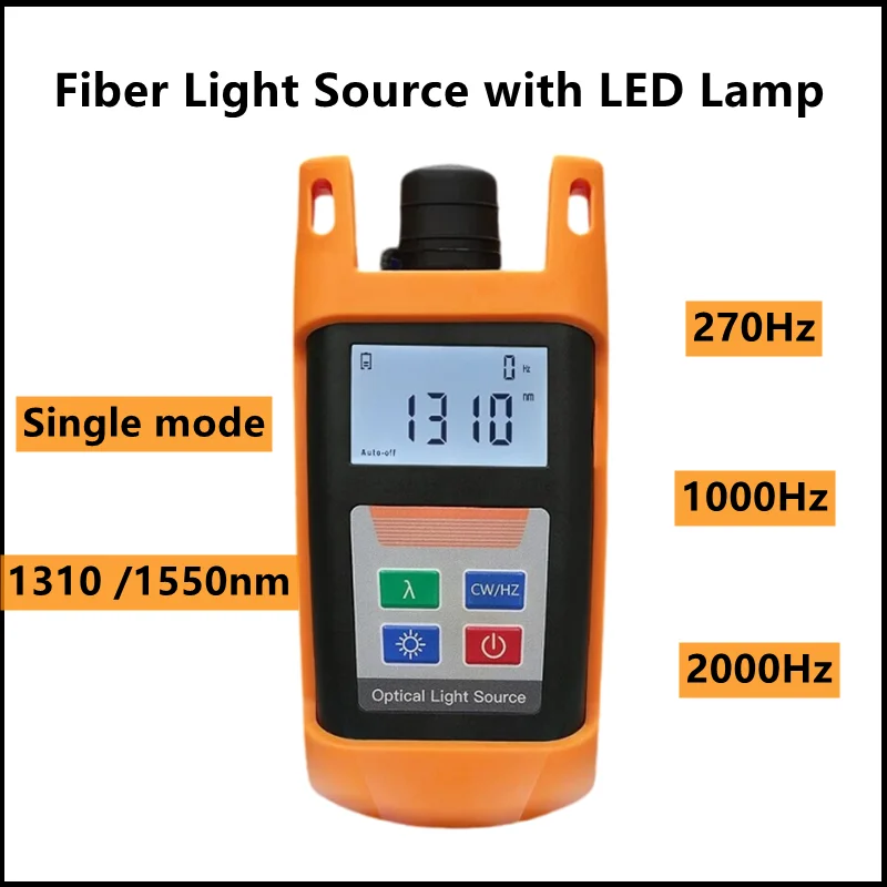 

FTTH Handheld Fiber Optical Light Source 1310/1550nm Single Mode Fiber Optic Stabilised Light Source 270/1000/2000Hz KLS-25M