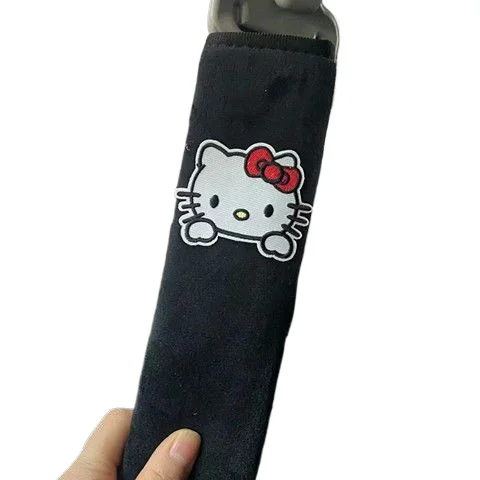 MINISO Sanrio HelloKitty Car Seatbelt Protective Cover Anti-wear Cartoon Cinnamon Car Seat Belt Protective Cover Cute Decoration