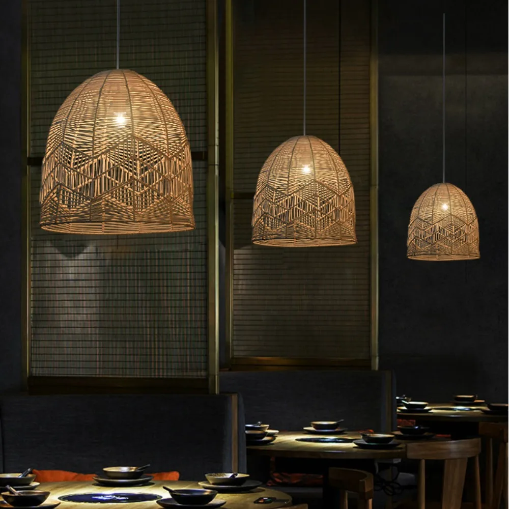 JOYINLED خمر الروطان الأسود الثريا النمط الياباني الروطان عاكس الضوء الخوص مصابيح مزرعة بار مقهى مطعم Dia.35 #6