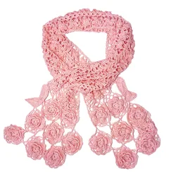 BomHCS  Lace Scarf Collar Stretch Rose Flower Summer Poncho for Women Lady Shawl