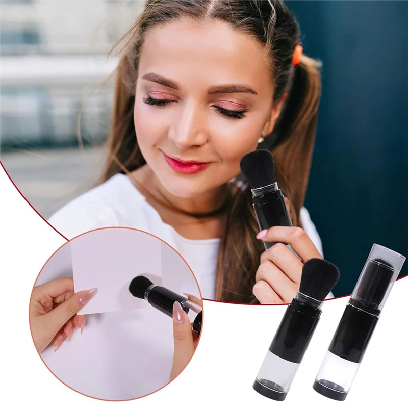 WORTHOWN-2Pcs Embossing Powder Brushes Retractable Applicator Tool Craft Painting Powder Brush Soft Bristles Handle Tool