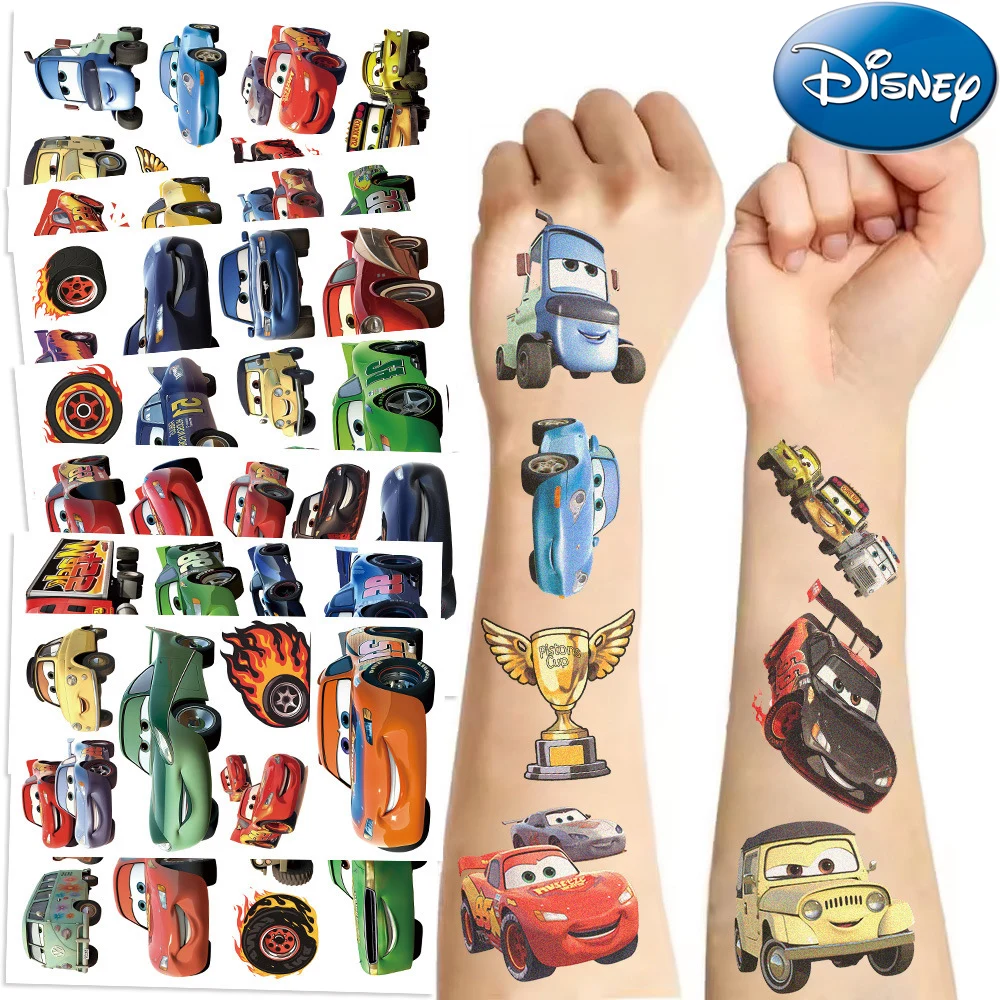 10pcs Disney Cool Anime Cars Tattoo Stickers Cartoon Lightning McQueen Temporary Waterproof Tattoo DIY Boys Girl Body Art Tattoo