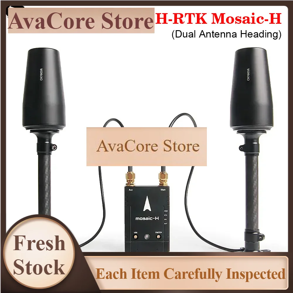 AvaCoreHolybro H-RTK Mosaic-H (Dual Antenna Heading) W/Magnetometer, High-Performance Antennas, Aluminum CNC Enclosure for RC FP