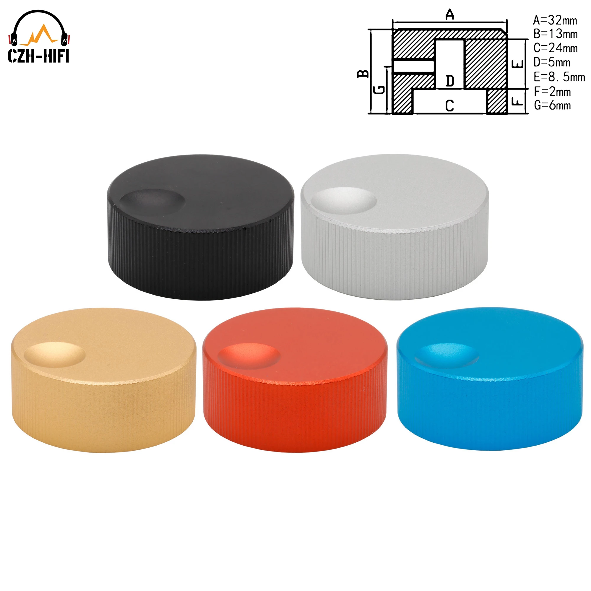 

1pc 33mm Machined Solid Aluminum Knob Potentiometer Pointer Button Cap Rocker Switcher Rotary Audio Amplifier DAC Turntable CD