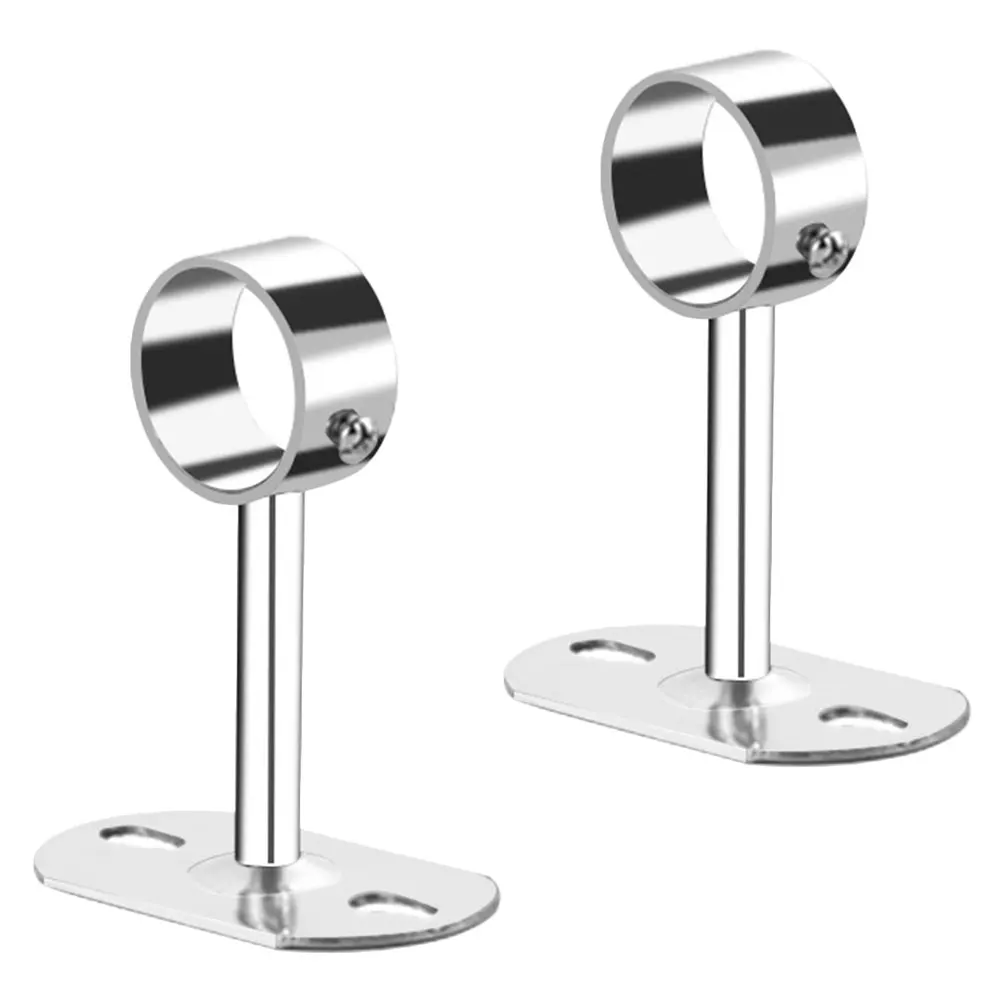 

2 Pcs Clothes Rack Seat Closet Pole Holder Laundry Rod for Hanging Extendable Socket Stainless Steel Racks Drying