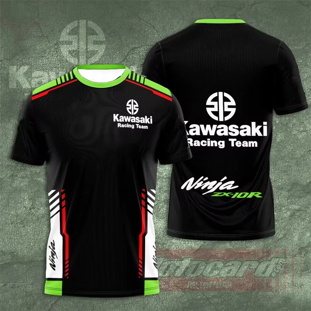 

2025 Men Women New T-shirt Motorcycle Kawasaki 3D Printed Clothing Summer Outdoor Sports Popular Quick Drying Breathable T Shirt