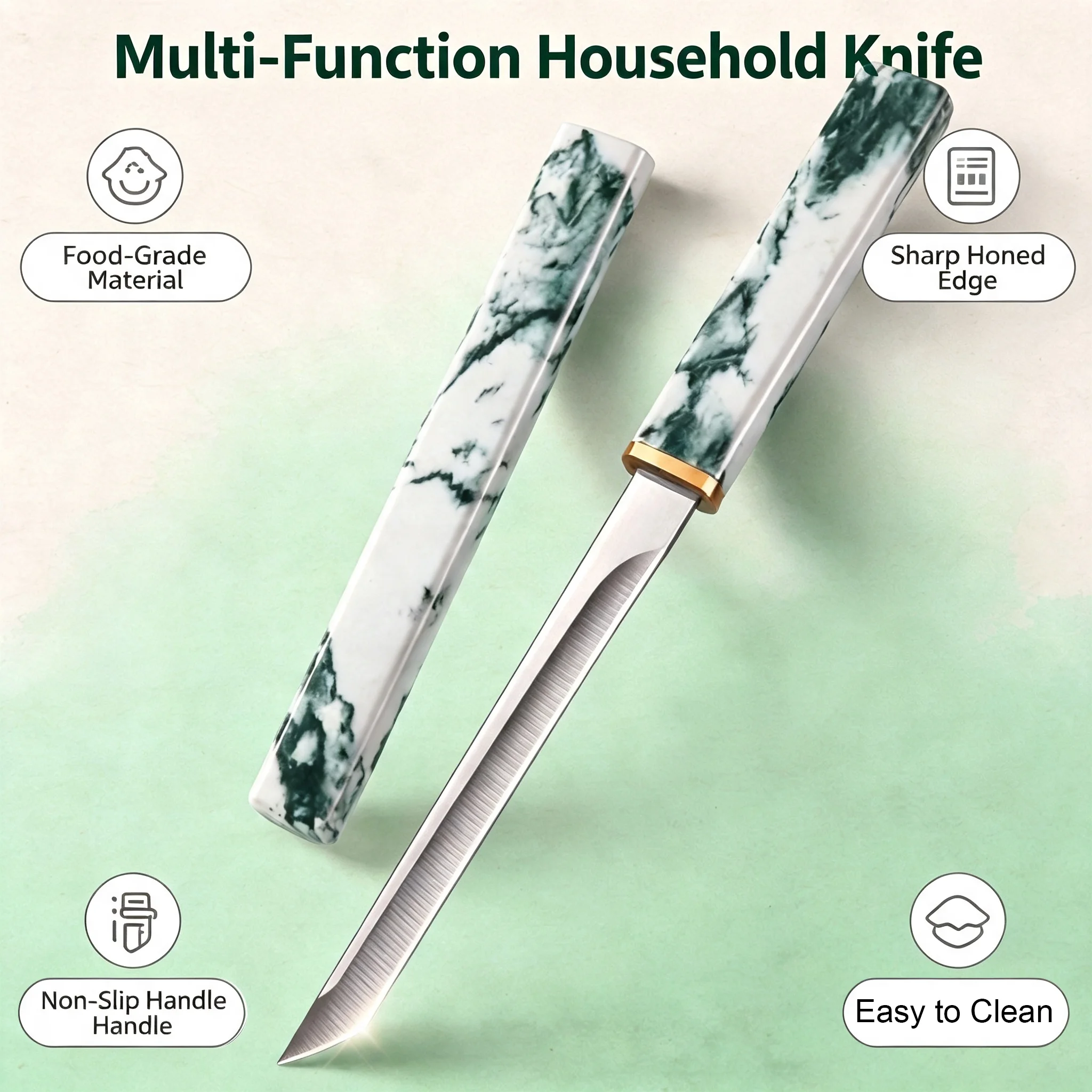 1/3/5-piece kitchen knife set, multi-functional kitchen knife, plastic ink wash stone-pattern handle, straight-edge small kitche