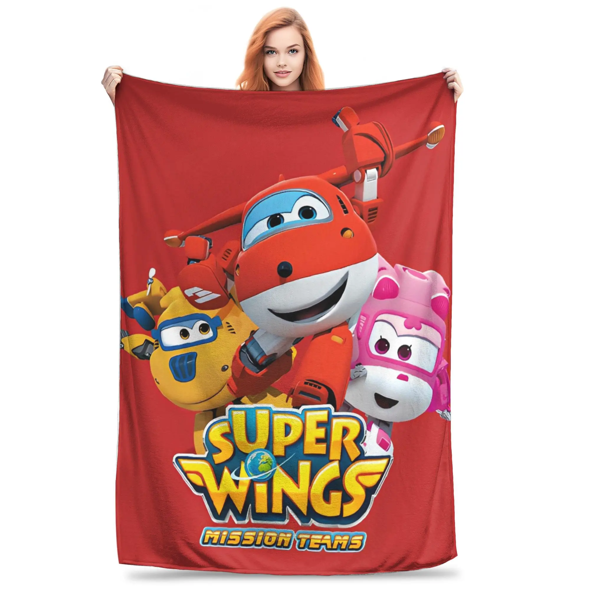 Soft Warm BlanketsBoy Girl Decorative Super Wings Cartoon Bedding Throws  Flannel Bedspread For Couch Chair Funny Sofa Bed Cover