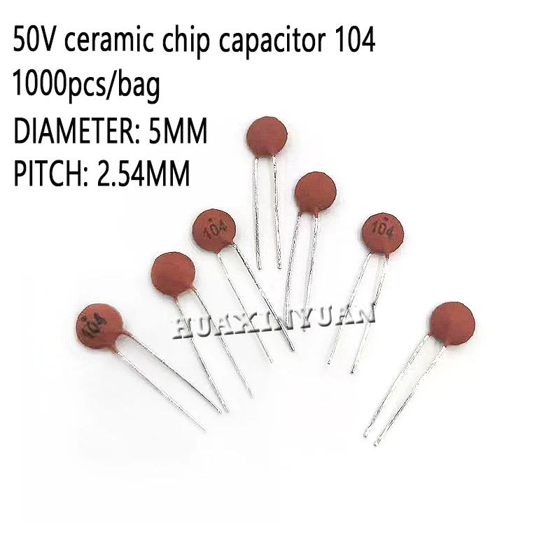 1000PCS Ceramic capacitor 100V 104 100nf 0.ufP=7mm Fire extinguishing capacitors steady current filtering, electronic production