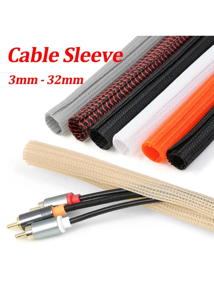 Zelfdichtende gevlochten kabelmantel 5 8 10 13 16 19 25 32mm PET geïsoleerde kabelomwikkeling voor computer, tv-kabel, bescherming van kabels, kabelomwikkeling - afbeelding 2