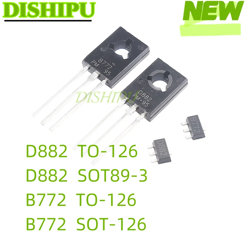 

10PCS in-line/patch NEC B772/D882 triode 2SD882TO-126 Audio power amplifier switch SOT-89