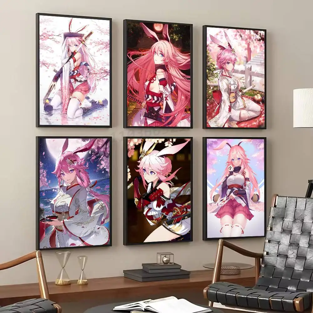Yae Kasumi Anime Game Honkai Impact 3rd Posters Living Room Bar Cafe Quality Canvas Vintage Style Comics Painting Art Home Wall