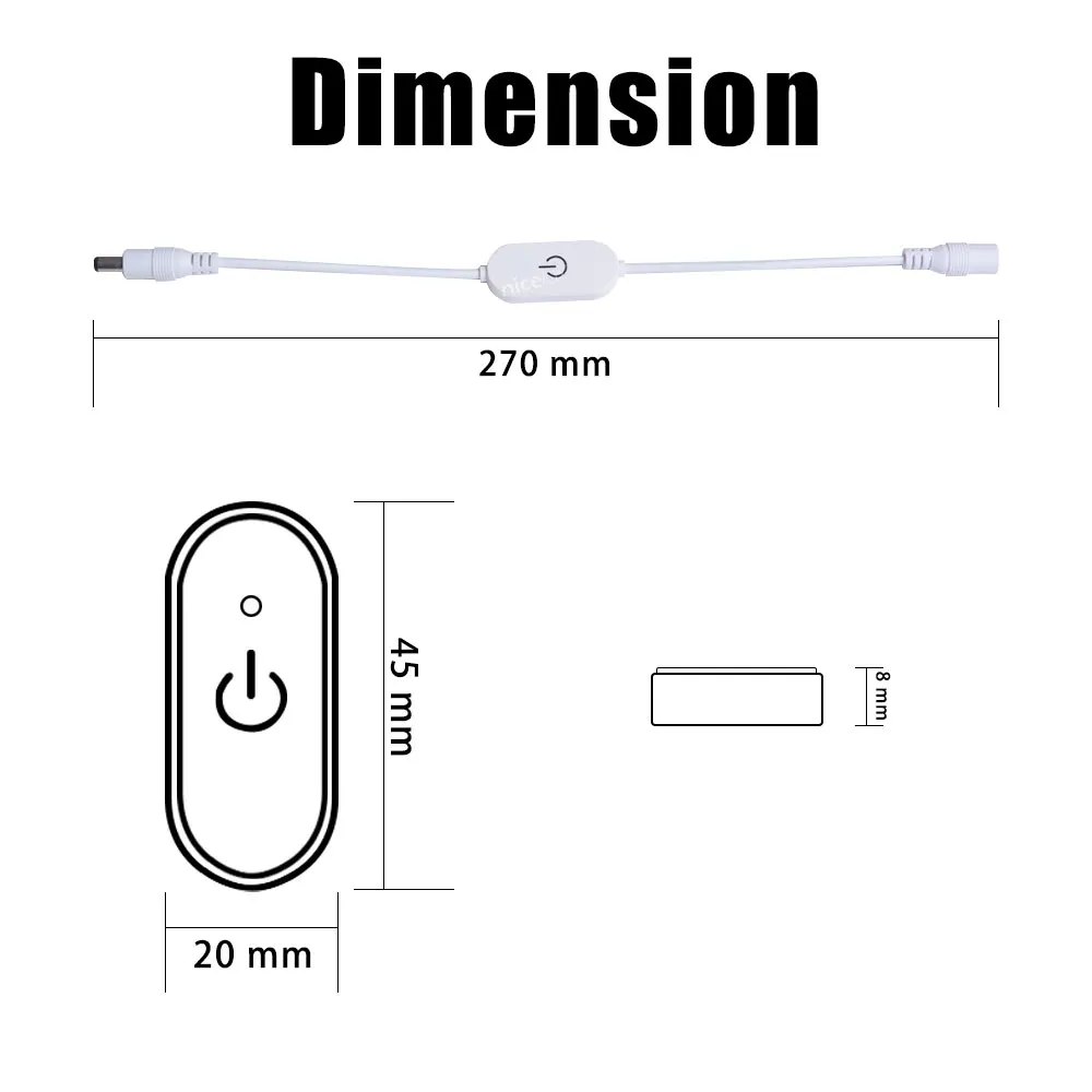 DC12V 24V 3A LED Tape Lights Touch Dimmer Switch Brightness Dimming Memory Function With DC Plug For 5050 SMD COB LED Strip FCOB