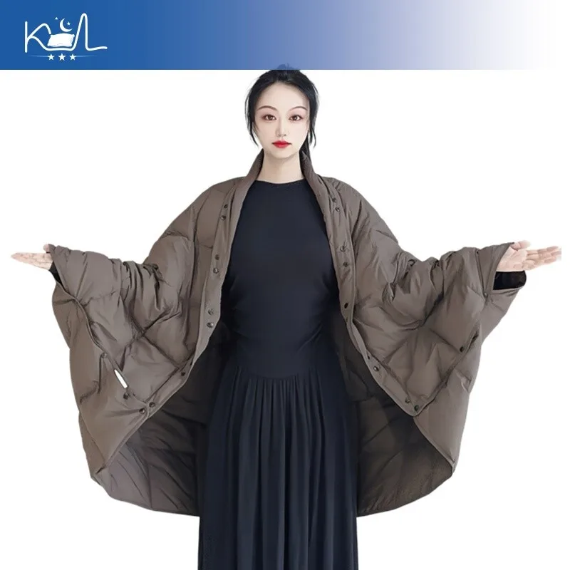 Winter Warm Goose Down Blanket Portable Cloak Shawl Multi-Use For Outdoor Home Nap Travel Cycling Cold Protection