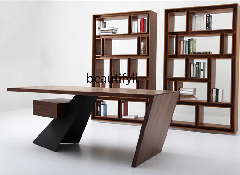 

Nordic desk black walnut desk workbench Nordic light luxury desk