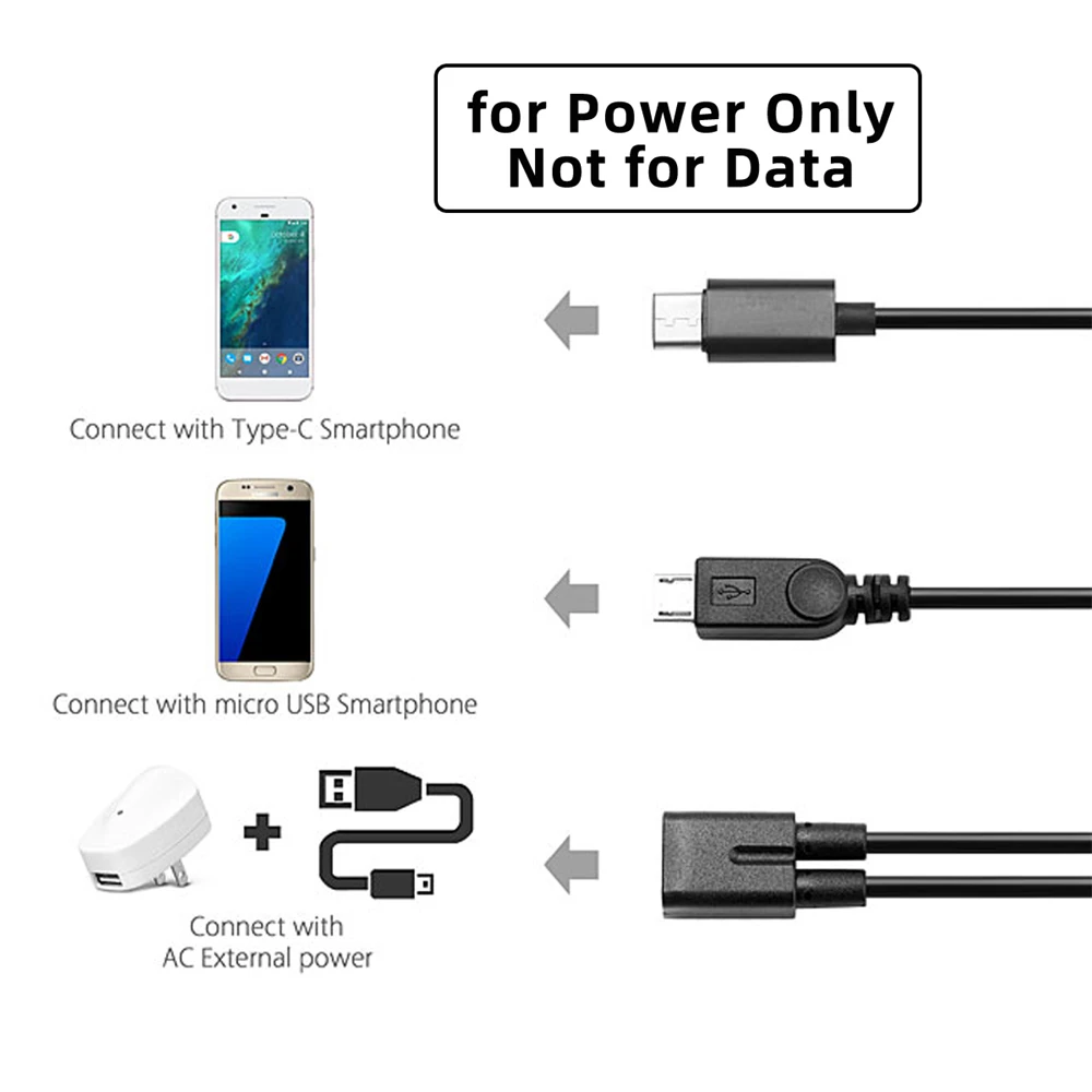 Cablecc-Mini USB 2,0 hembra, 1 en 2, 5V de CC a Dual, 5 pines, divisor macho, Cable de carga de extensión