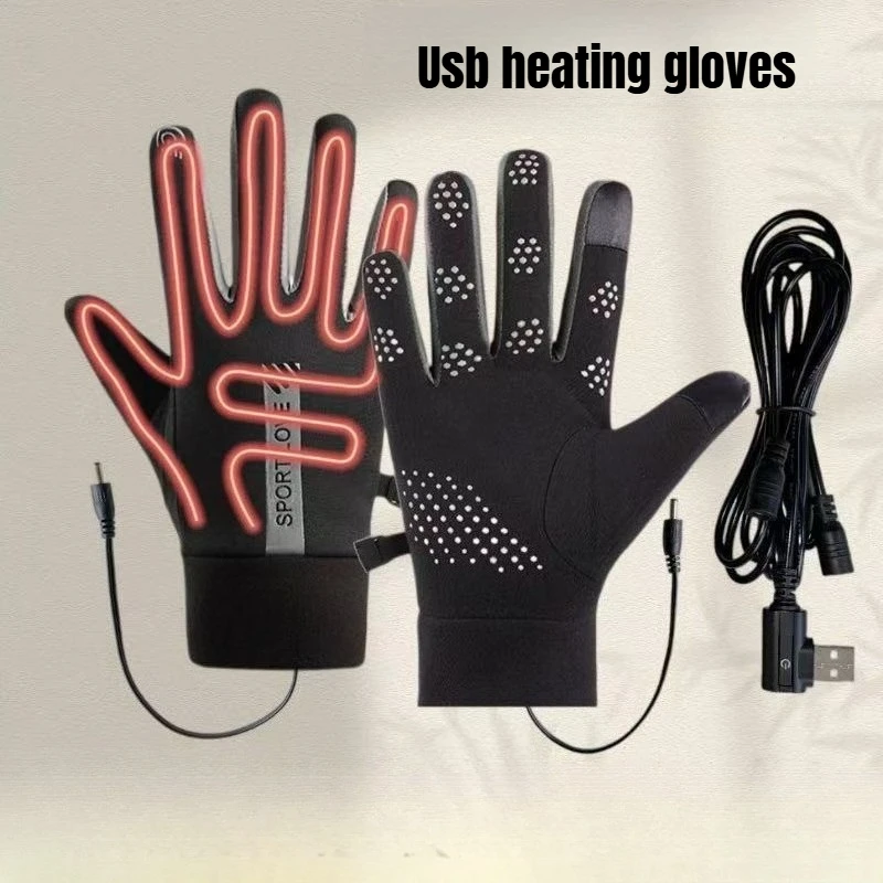 

USB Oplaadbare Verwarmde Handschoenen Verstelbare Temperatuur Antislip Touchscreen Verdikt Warm Voor Skiën Fietsen Winter Buiten