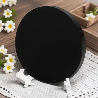 

Obsidian Mirror Polished Round Black Scrying Mirror Decorative Stone Plate Home Office Desk Living Room Feng Shui Decor
