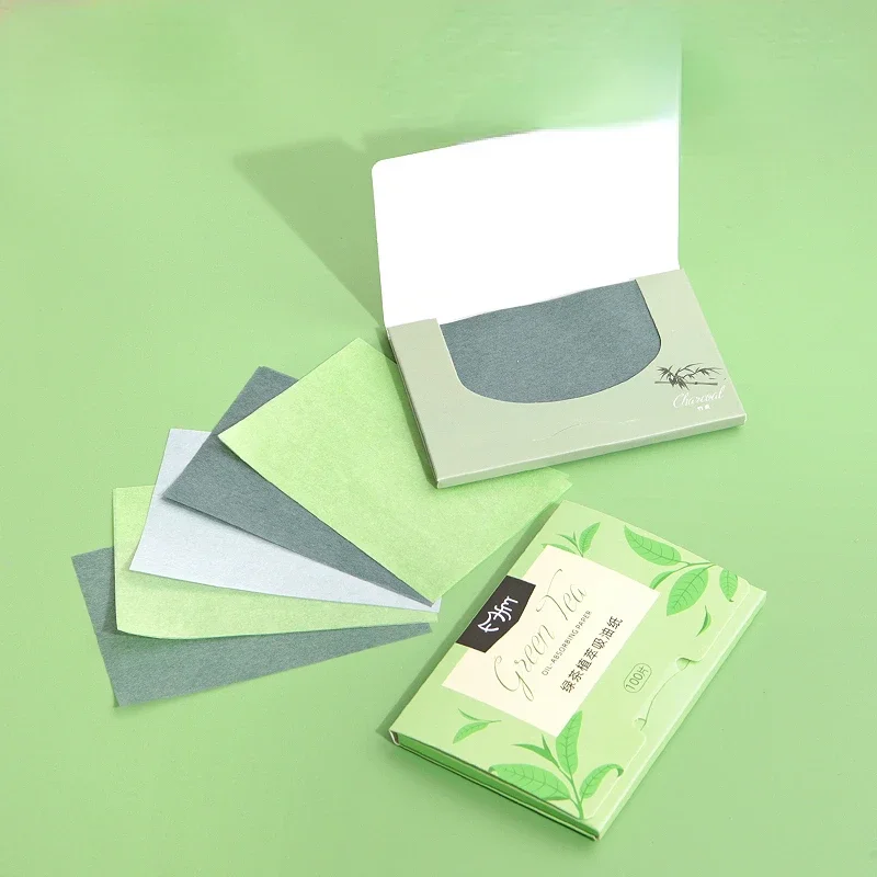 300-500PCS Plant Pulp Fibres Face Paper Absorb Blotting Paper Makeup Cleansing Oil Absorbing Facial Cleanser Face Tool Green Tea