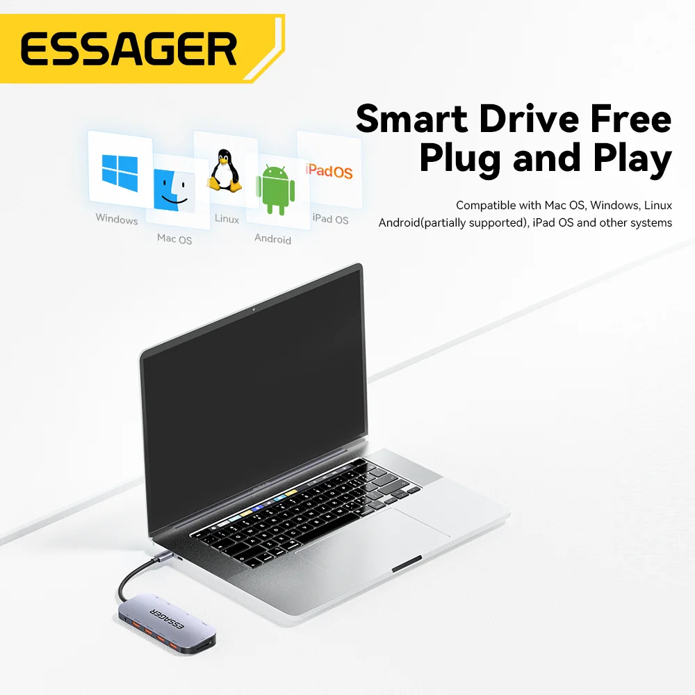 Essager 11 in 1 USB C HUB 4K 30HZ Type C Docking Station For Macbook Air Pro Adapter Splitter For Laptops HDMI-Compatible RJ45