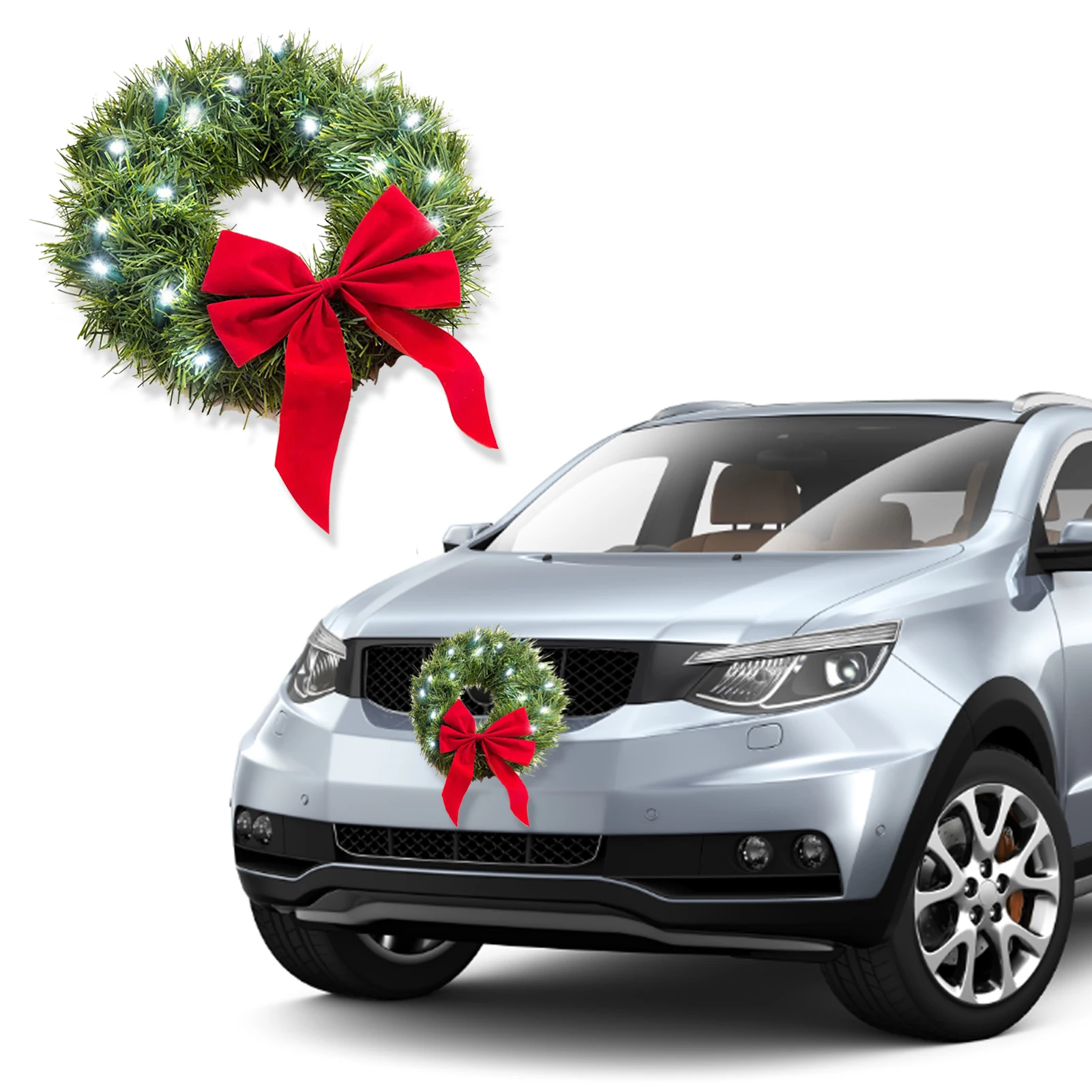 

Christmas Wreath For Car Christmas Car Wreath Accessories Christmas Decor Easily Mounts To Car Or Truck Front Grille