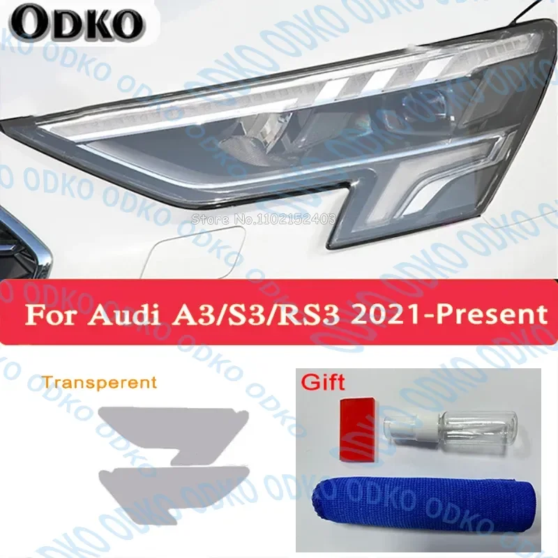 

Car Headlights Protective Film Transparent Smoked Black TPU Sticker For Audi A3 8V S3 RS3 8Y 2021 2022 S Line Sportback 2014-On