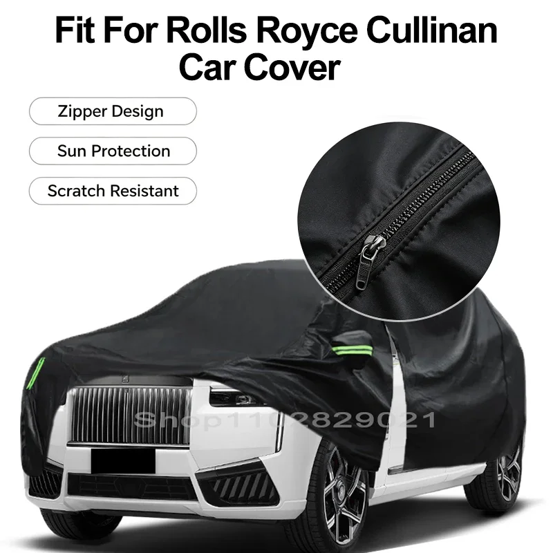 Zipper Door Waterproof Car Cover For Rolls Royce Cullinan Windproof Dustproof UV Protection All Weather Auto Protector