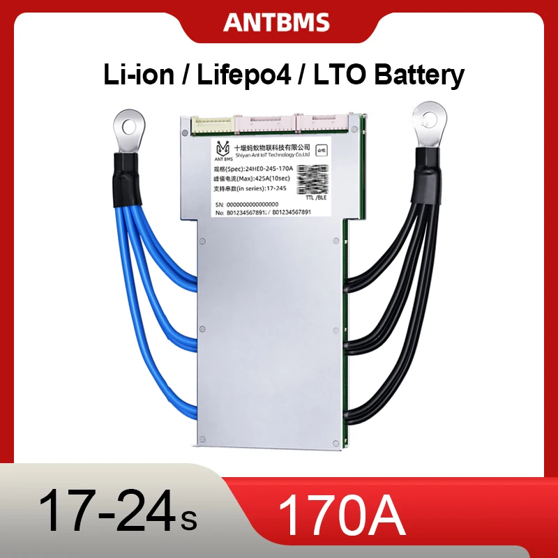 ANT17-24S 170A الصناعية الذكية BMS 60-84V 170A المستمر 425A الذروة التفريغ RS485 مع BT/UART للدراجات النارية الإلكترونية EV 19S 21S 23S