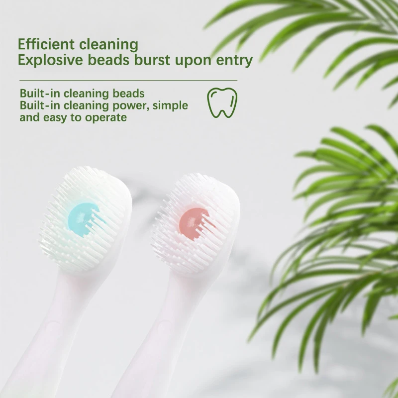 Double-Headed Toothbrush Explosive Bead Soft Bristles Portable Disposable Toothbrush Silicone Toothbrush Oral Hygiene Cleaning