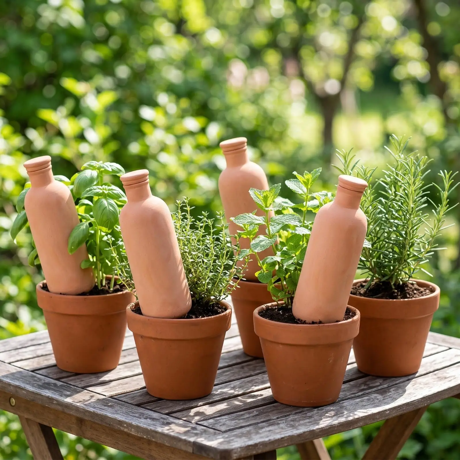 4 Pieces Terracotta Olla Slow-Release Irrigation Bottle Porous Self-Watering Bottle for Gardeners, Vacationers, Garden Beds,