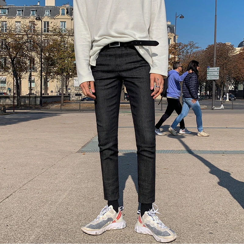 

MRCYC Men's Korean Sle Straight Leg Jeans Bla Casual Slim Fit Long Pants Autumn Versatile Faion High Waist Zipper