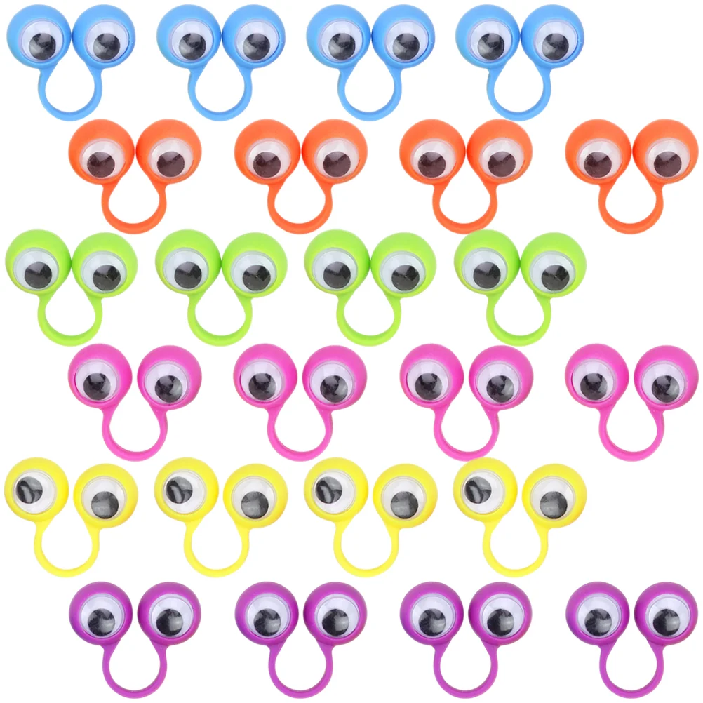 24 Pcs Big Eyes Ring Fidget Toys Gifts Bulk Plastic Kids Eyeball Finger Puppet Fun Child