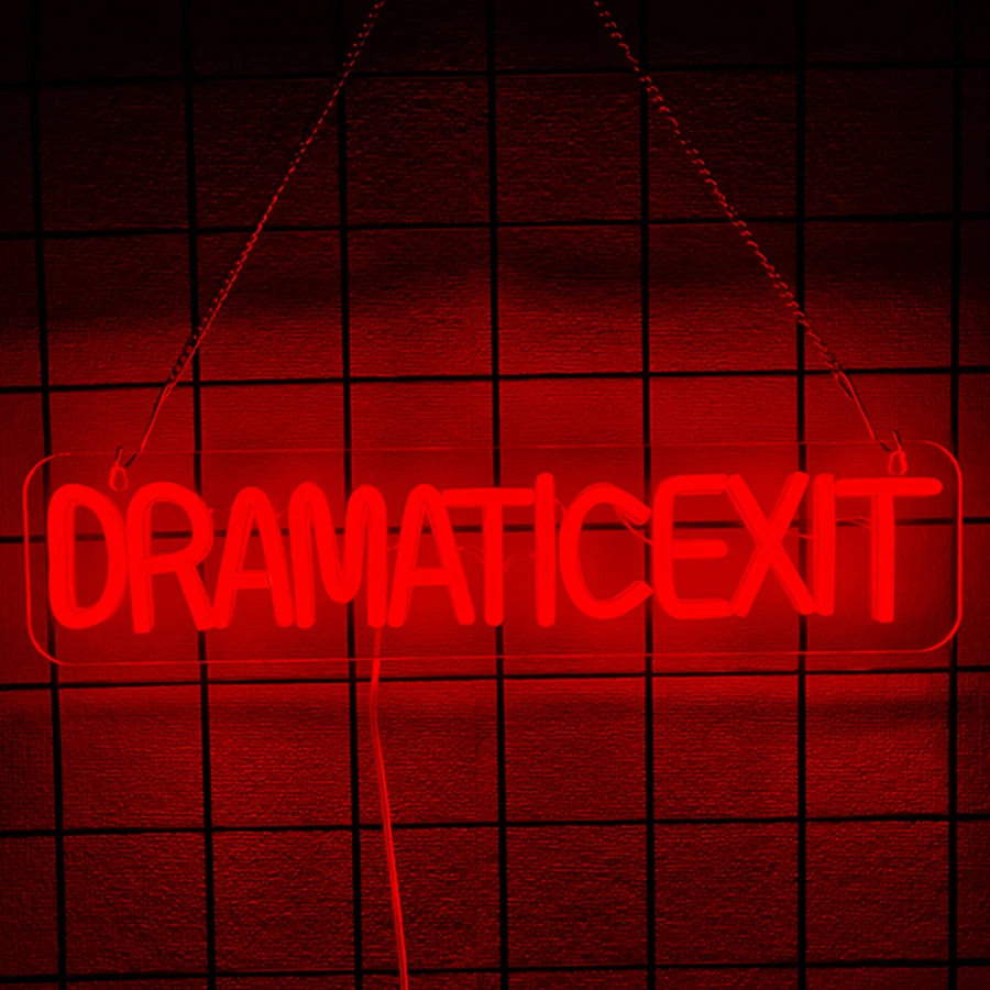 Dramatic Exit Led Neon Sign, Red Letter Icon Usb Powered, Used For Bar Office Game Room Cinema Theater Room Cinema Art Decor.