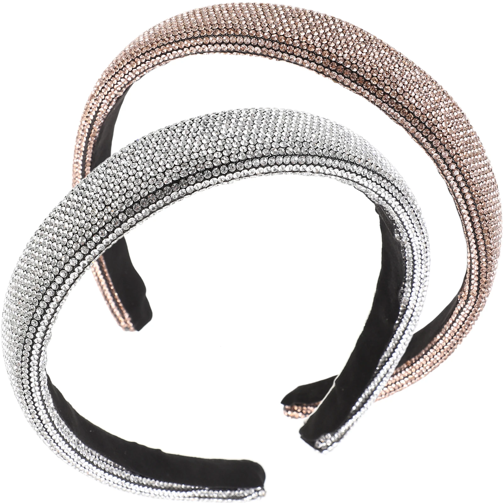 

2Pcs Crystal Rhinestone Headband Women Hair Bands Accessories White Stylish Durable Wide Hair Headbands