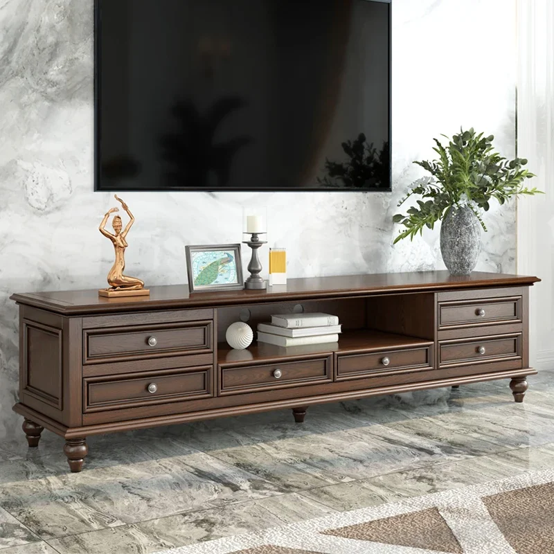 

American-Style Solid Wood TV Cabinet Country Small Apartment Ash Wood Living Room Coffee Table