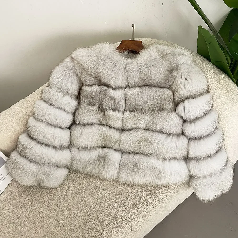 Fur Coat Real Fox Fur Coat Winter Jacket Women Natural Fox Fur 2024 Raccoon Fur Jacket Outerwear O-neck Thick Warm Luxury Female