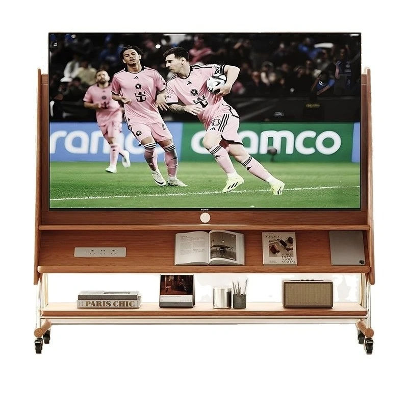 

Solid wood removable TV cabinet, living room home modern simple floor with wheels to store TV cabinet