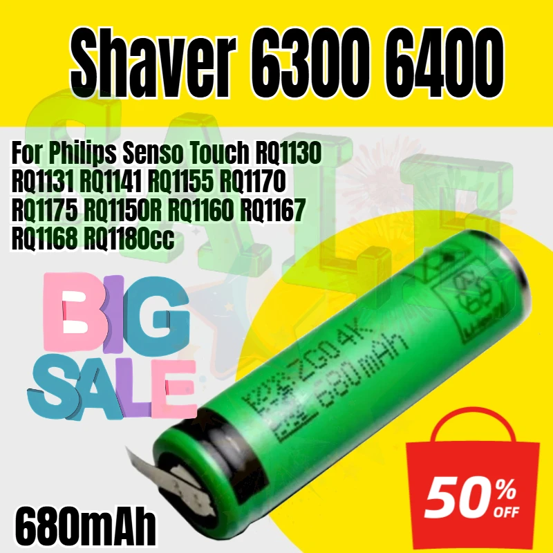 Shaver 6300 6400 Battery For Philips Senso Touch RQ1130 RQ1131 RQ1141 RQ1155 RQ1150R RQ1160 RQ1167 RQ1168 RQ1170 RQ1175 RQ1180cc