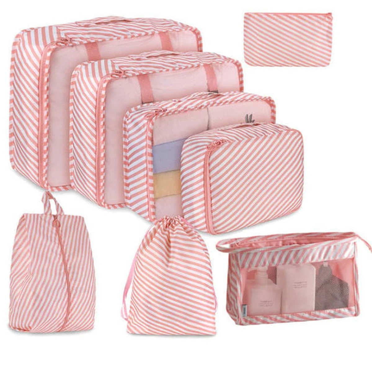 8PCS Travel Assortment Storage Bags Capacity Luggage Storage Bags for Packing Square Clothes Underwear Cosmetic Travel,F