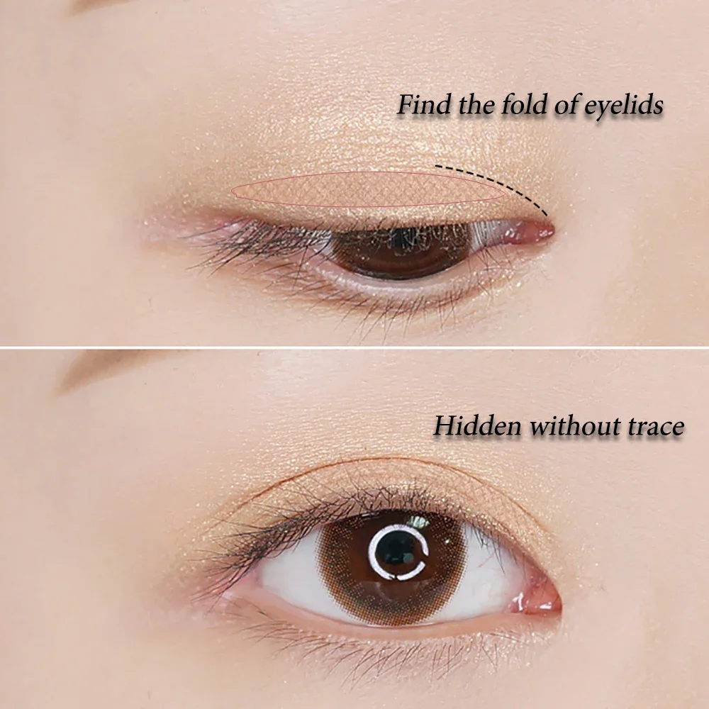 150 ชิ้น/กล่องสติกเกอร์ตาแห้งตาตาข่ายระบายอากาศได้ดีธรรมชาติมีกาวในตัวเทปสองตาลิฟท์สีเบจแถบแต่งหน้าเครื่องมือความงามตา