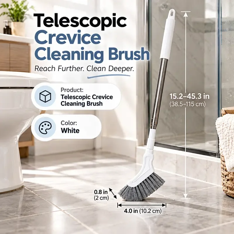 Telescopic Crevice Cleaning Brush Stainless Steel Long Handle Narrow Gap Cleaner Bathroom Tile Floor Grout Stiff Scrubber Tool