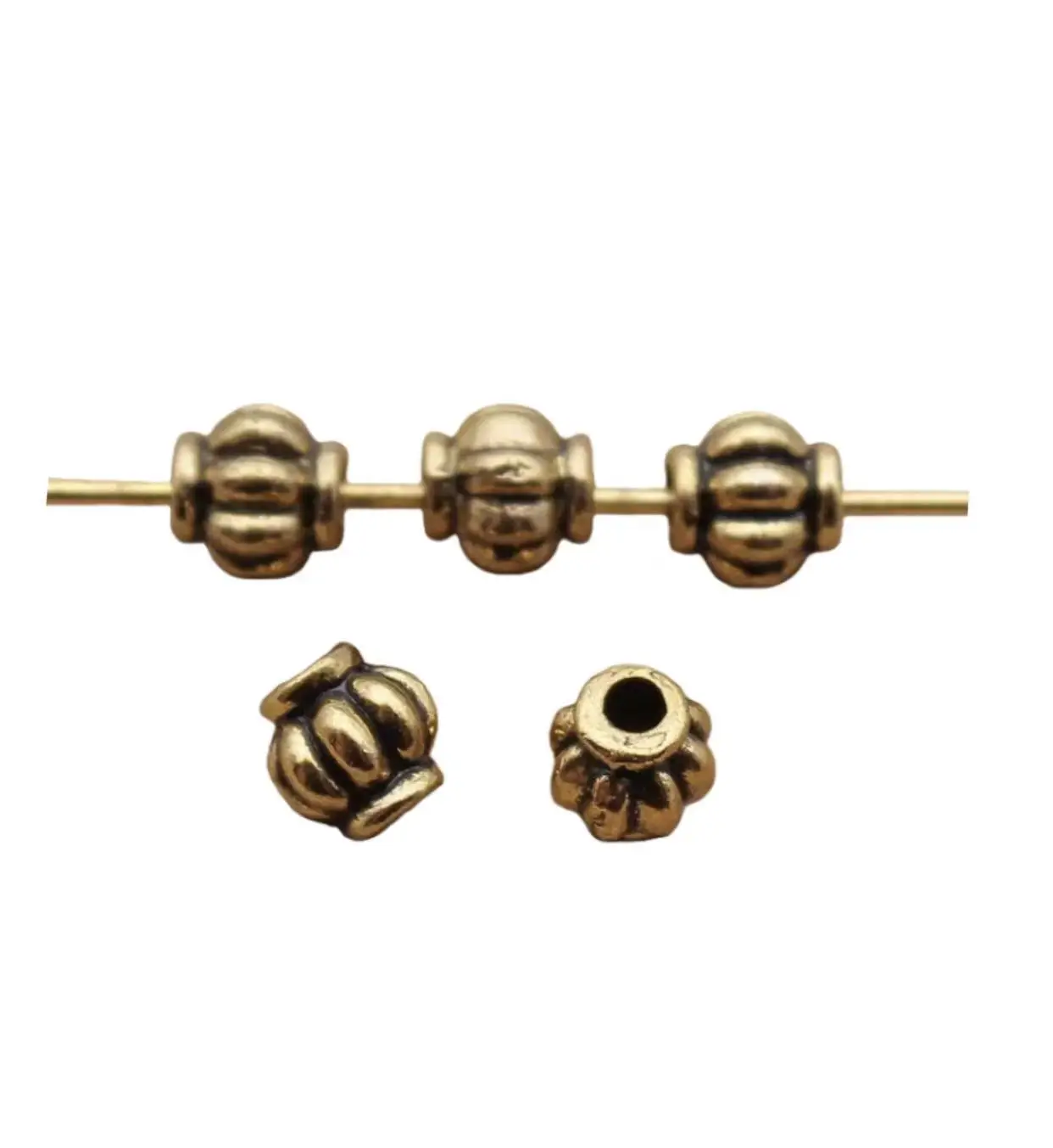 

100pcs 4.5*4.3mm. hole 1.3mm Alloy metal antiqued gold pumpkin shaped design spacer beads HWL2604 making accessories