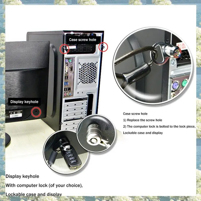 New-2X เดสก์ท็อปคอมพิวเตอร์ล็อคคอมพิวเตอร์กรณีล็อค Anti-Theft ล็อคสําหรับ Internet Cafe Office Management ล็อค