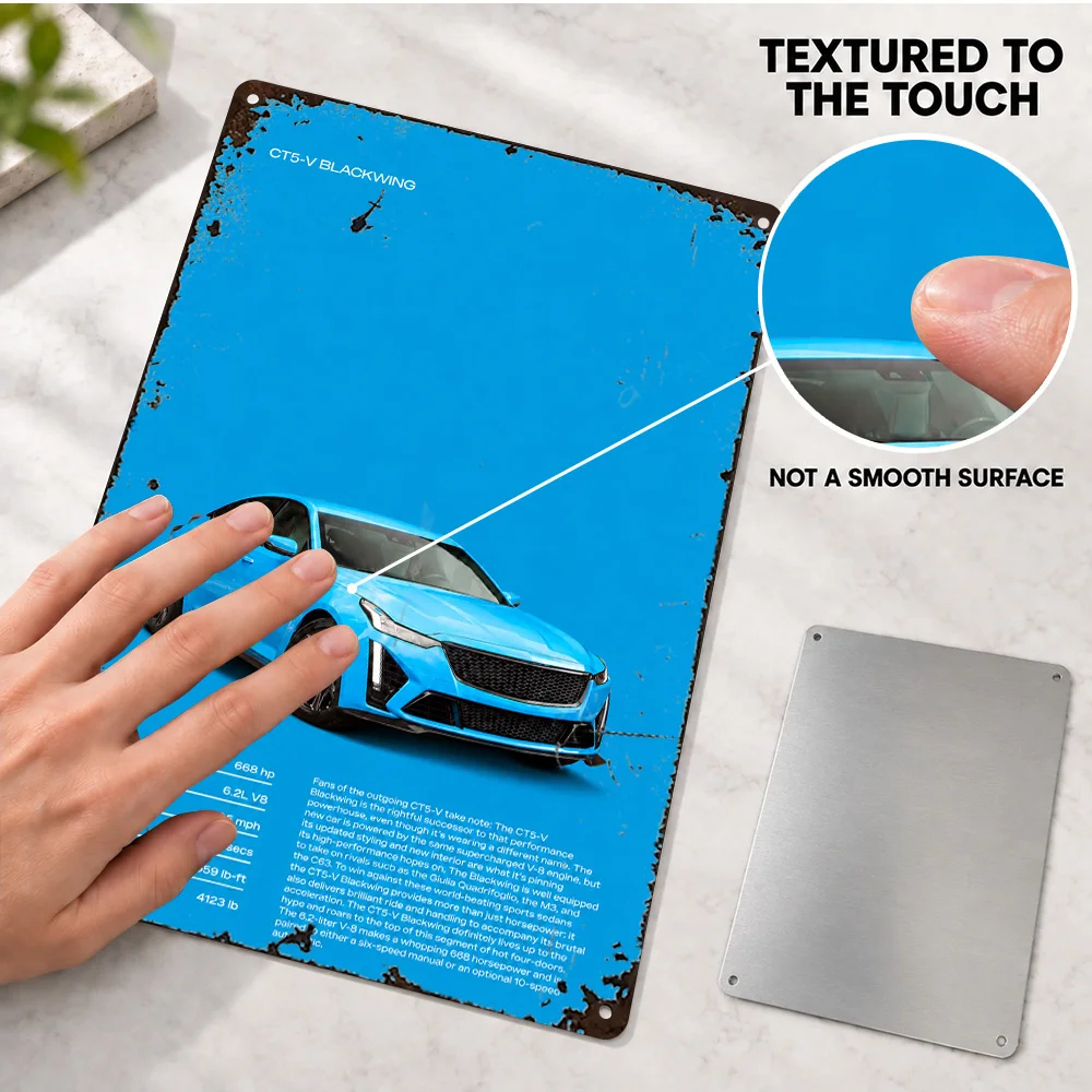 American CT5-V Blackwing Car Printed Poster Customized Aluminum Metal Sign Minimalist Design Wall Art For Study Collector Gift